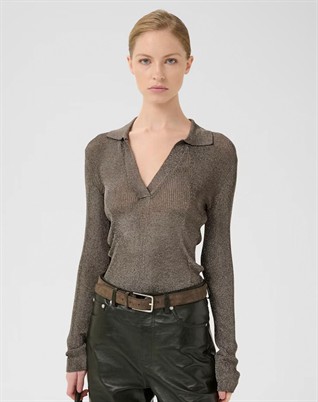 GZSilvi Polo Top - Warm Grey Metallic